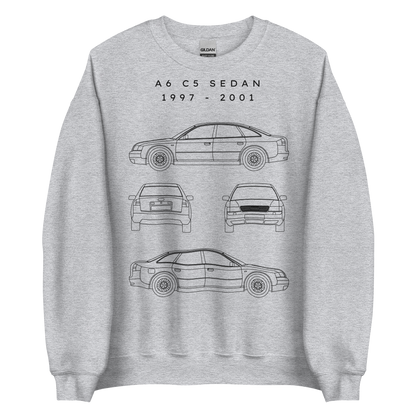 A6 C5 Sedan Blueprint Unisex Sweatshirt Blueprint Fashion EU