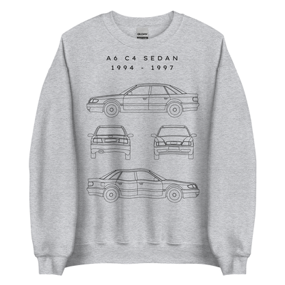 A6 C4 Sedan Blueprint Unisex Sweatshirt Blueprint Fashion EU