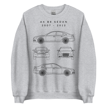 A4 B8 Sedan Blueprint Unisex Sweatshirt Blueprint Fashion EU