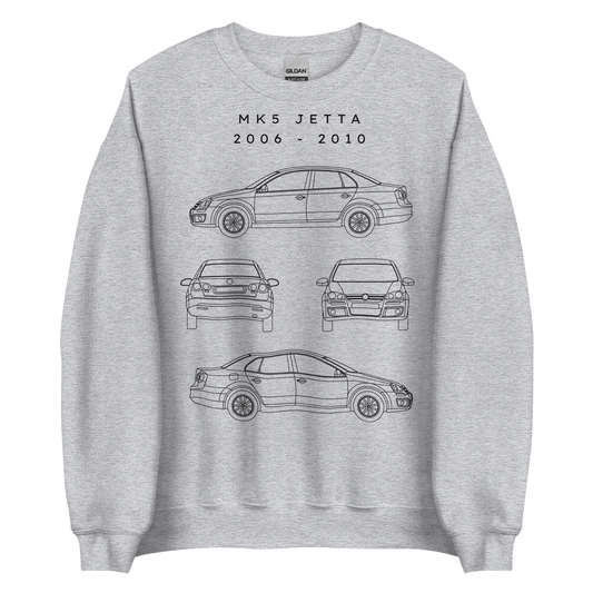 Jetta MK5 Blueprint Unisex Sweatshirt Blueprint Fashion EU