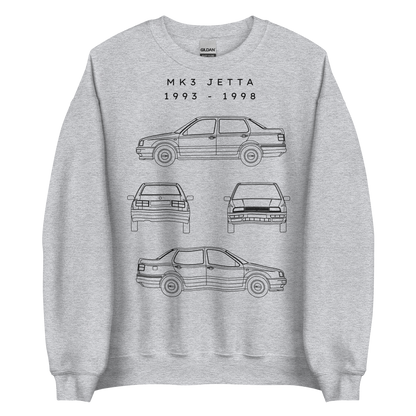 Jetta MK3 Blueprint Unisex Sweatshirt Blueprint Fashion EU