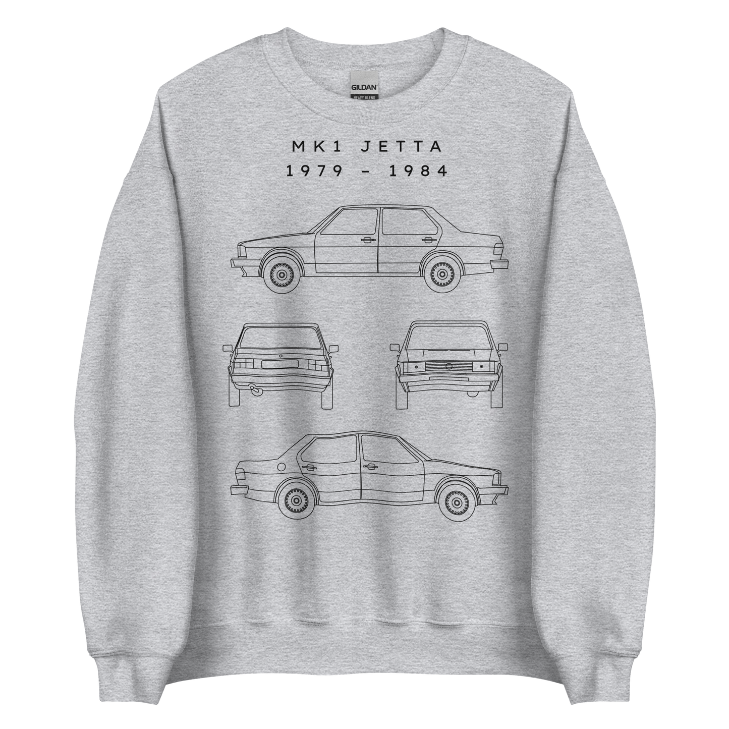 Jetta MK1 Blueprint Unisex Sweatshirt Blueprint Fashion EU