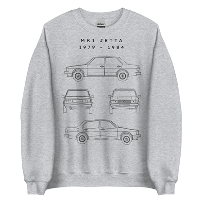 Jetta MK1 Blueprint Unisex Sweatshirt Blueprint Fashion EU