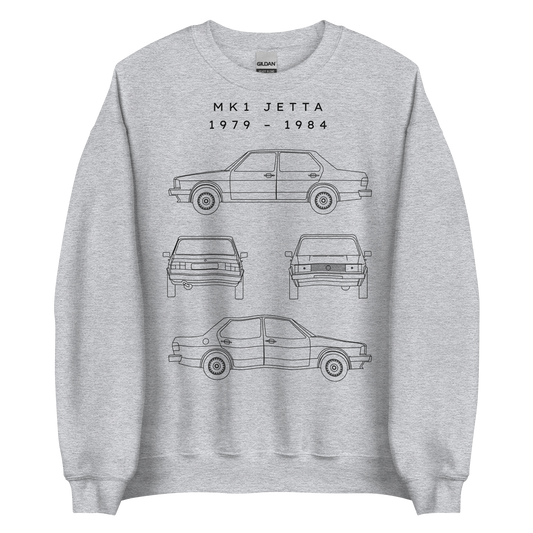 Jetta MK1 Blueprint Unisex Sweatshirt Blueprint Fashion EU