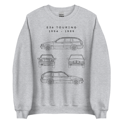 E36 Touring Blueprint Unisex Sweatshirt Blueprint Fashion EU