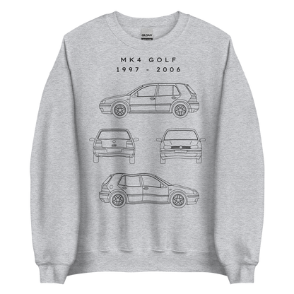 Golf MK4 Blueprint Unisex Sweatshirt Blueprint Fashion EU