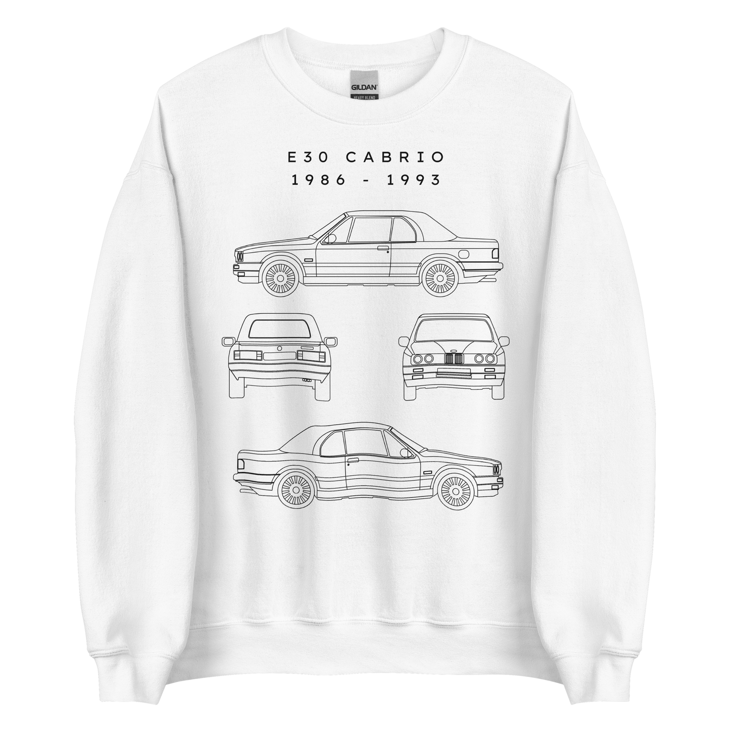 E30 Cabrio Blueprint Unisex Sweatshirt Blueprint Fashion EU