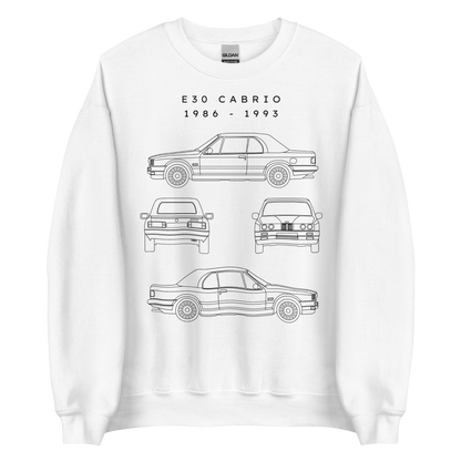 E30 Cabrio Blueprint Unisex Sweatshirt Blueprint Fashion EU