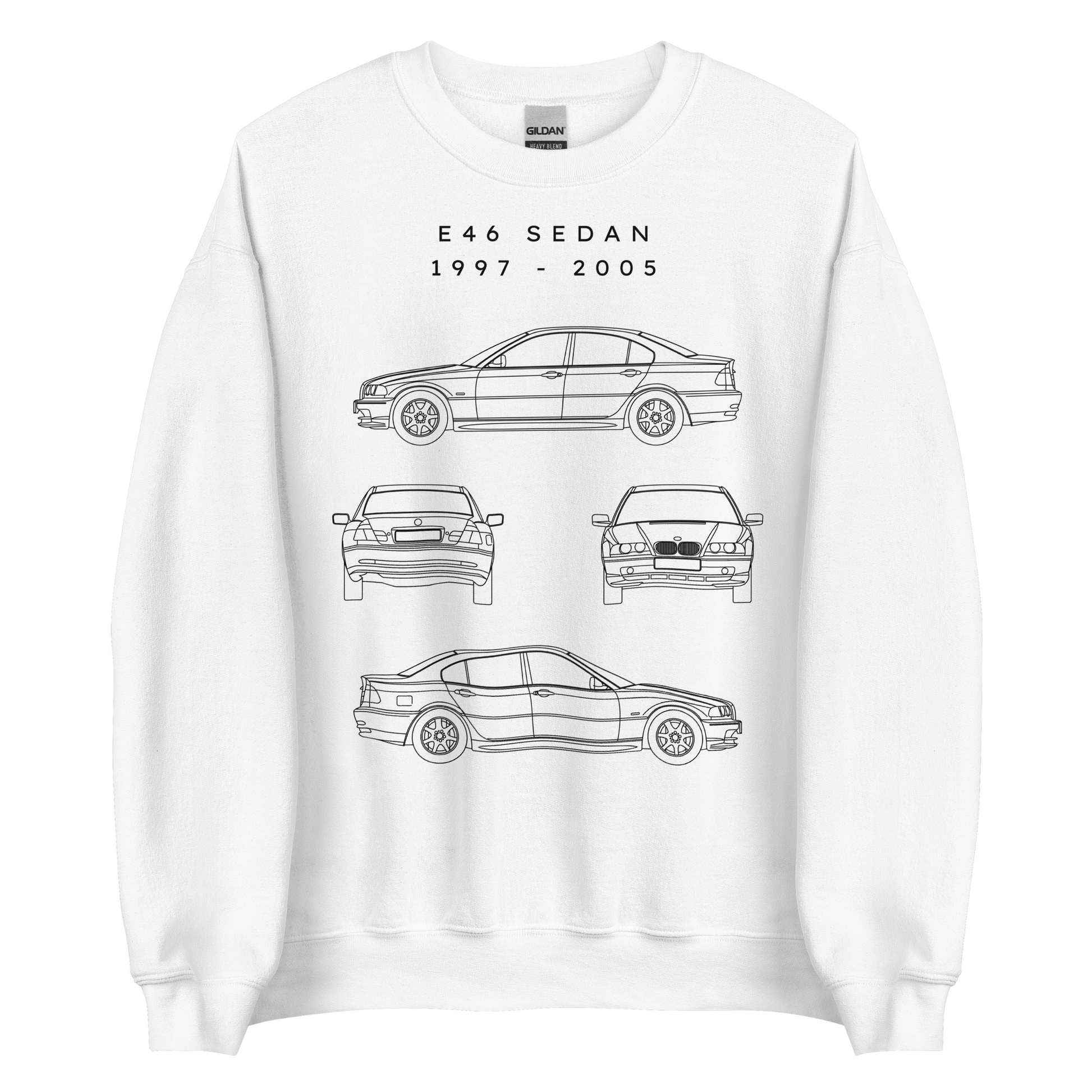 E46 Sedan Blueprint Unisex Sweatshirt Blueprint Fashion EU