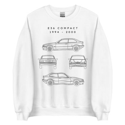 E36 Compact Blueprint Unisex Sweatshirt Blueprint Fashion EU