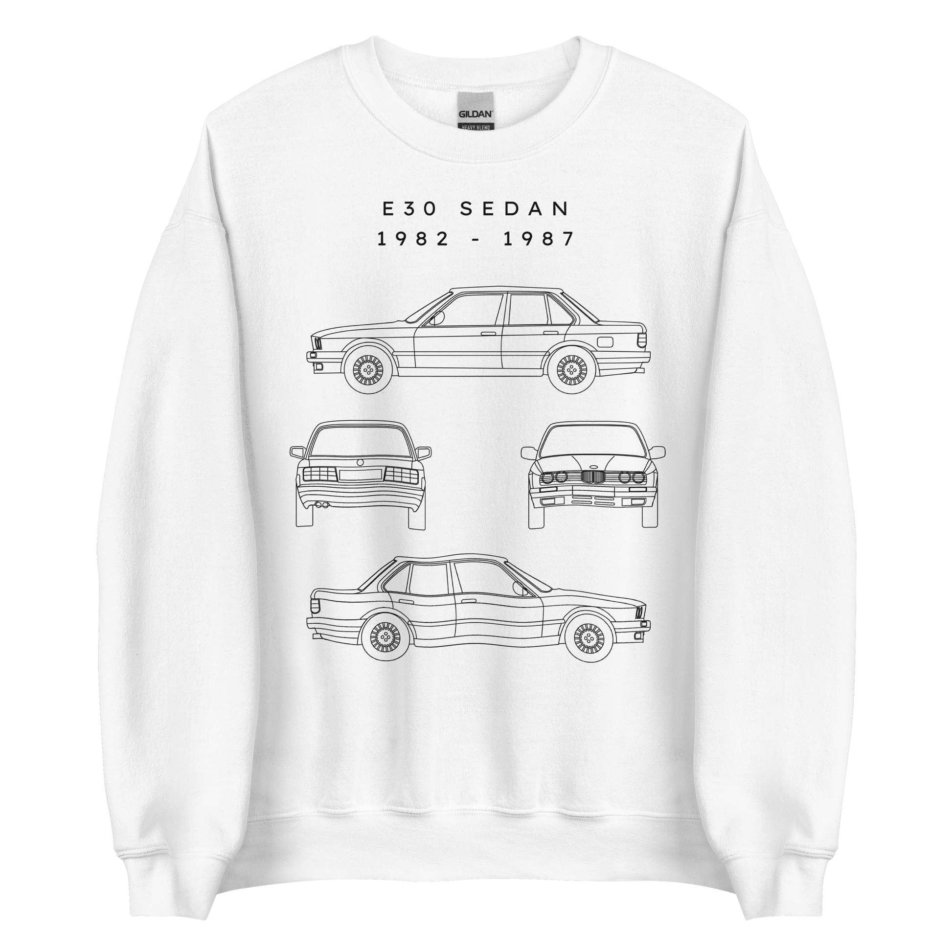 E30 Sedan Blueprint Unisex Sweatshirt Blueprint Fashion EU