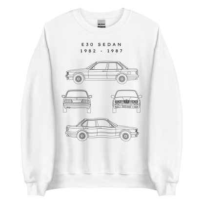 E30 Sedan Blueprint Unisex Sweatshirt Blueprint Fashion EU