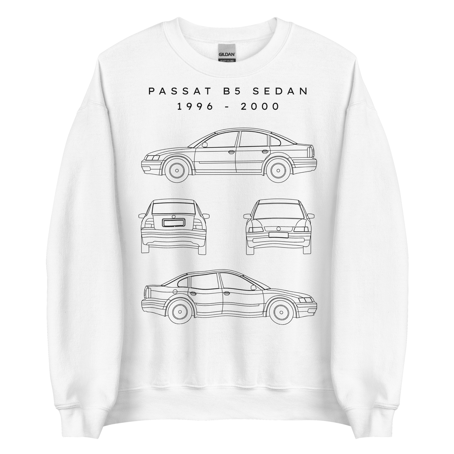 Passat B5 Sedan Blueprint Unisex Sweatshirt Blueprint Fashion EU