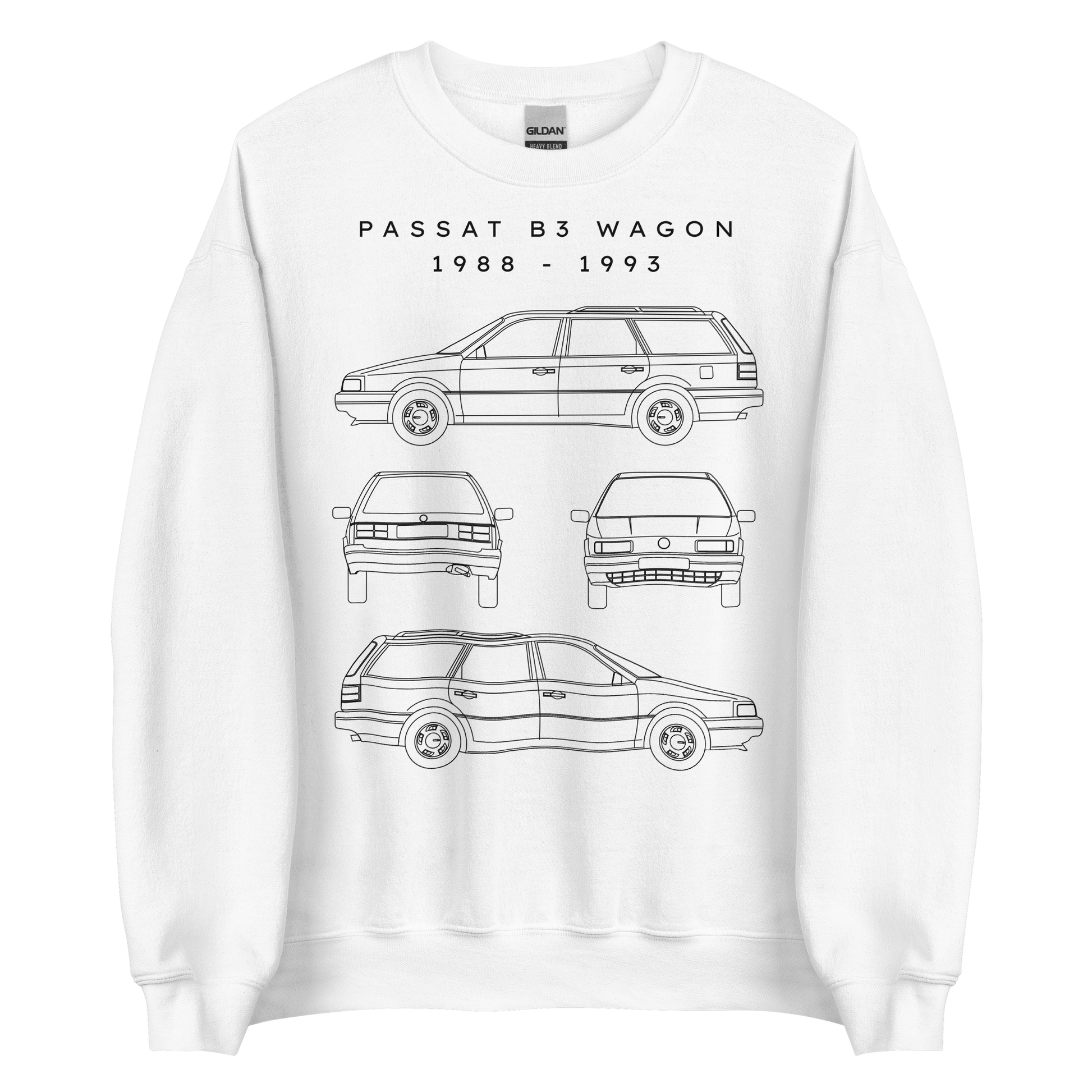Passat B3 Wagon Blueprint Unisex Sweatshirt Blueprint Fashion EU