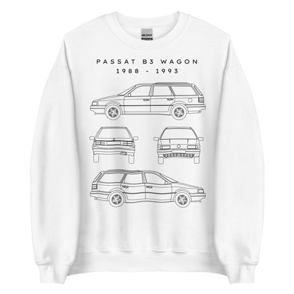 Passat B3 Wagon Blueprint Unisex Sweatshirt Blueprint Fashion EU