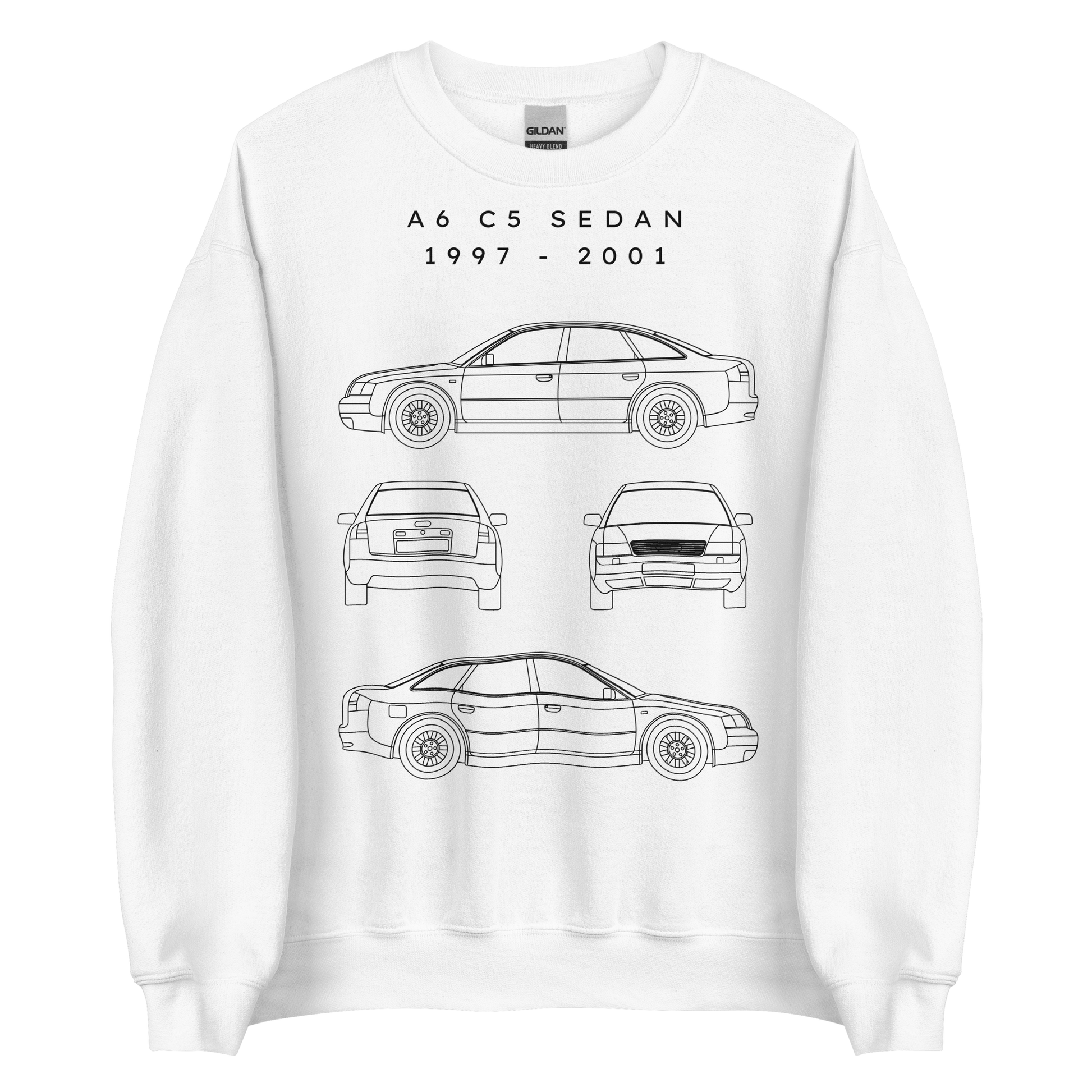 A6 C5 Sedan Blueprint Unisex Sweatshirt Blueprint Fashion EU