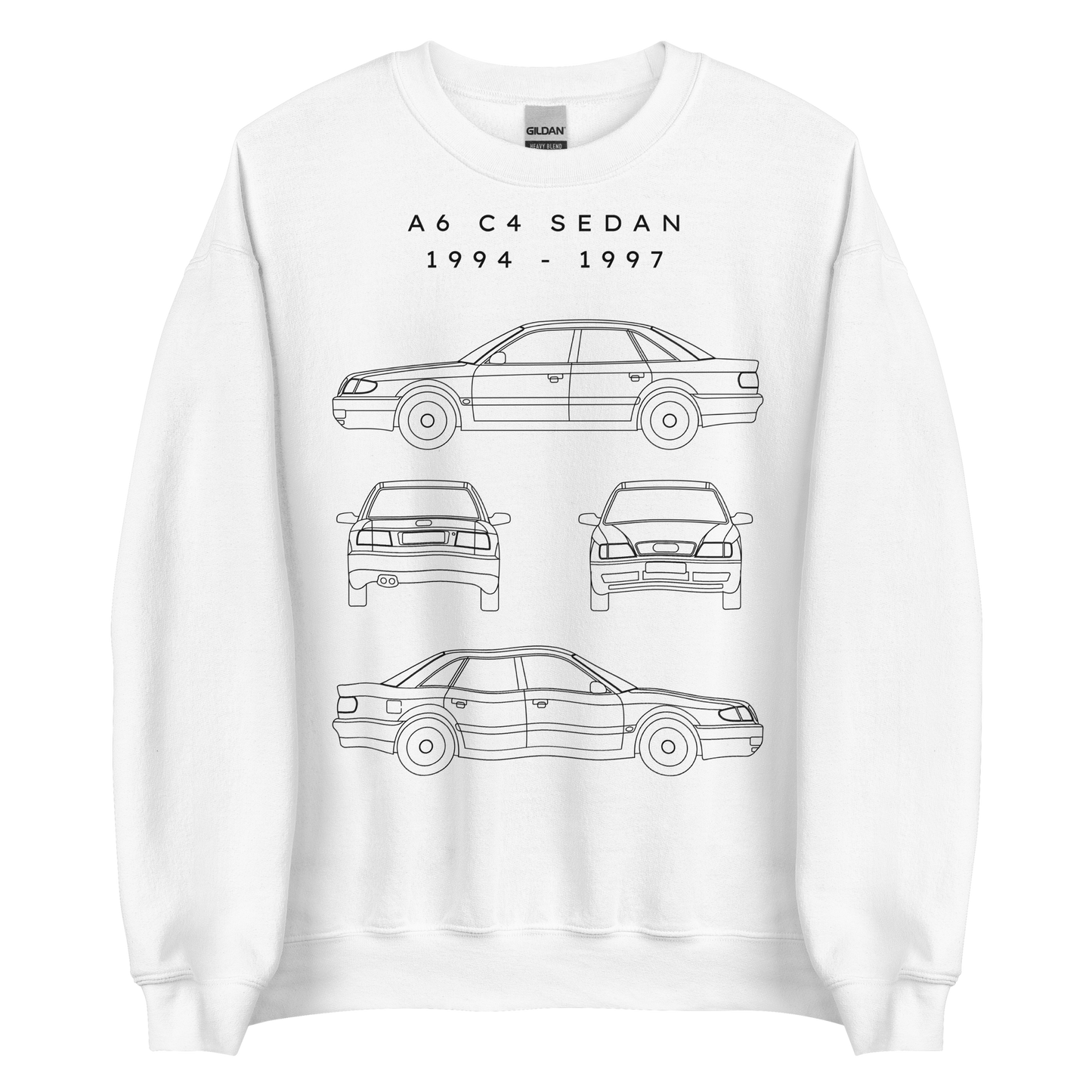 A6 C4 Sedan Blueprint Unisex Sweatshirt Blueprint Fashion EU