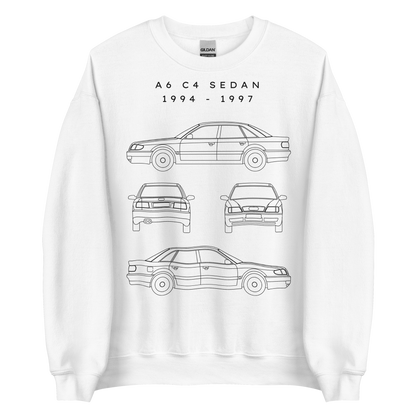 A6 C4 Sedan Blueprint Unisex Sweatshirt Blueprint Fashion EU