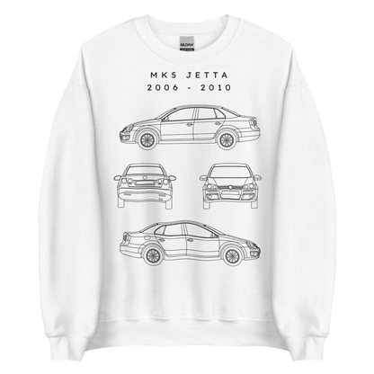 Jetta MK5 Blueprint Unisex Sweatshirt Blueprint Fashion EU