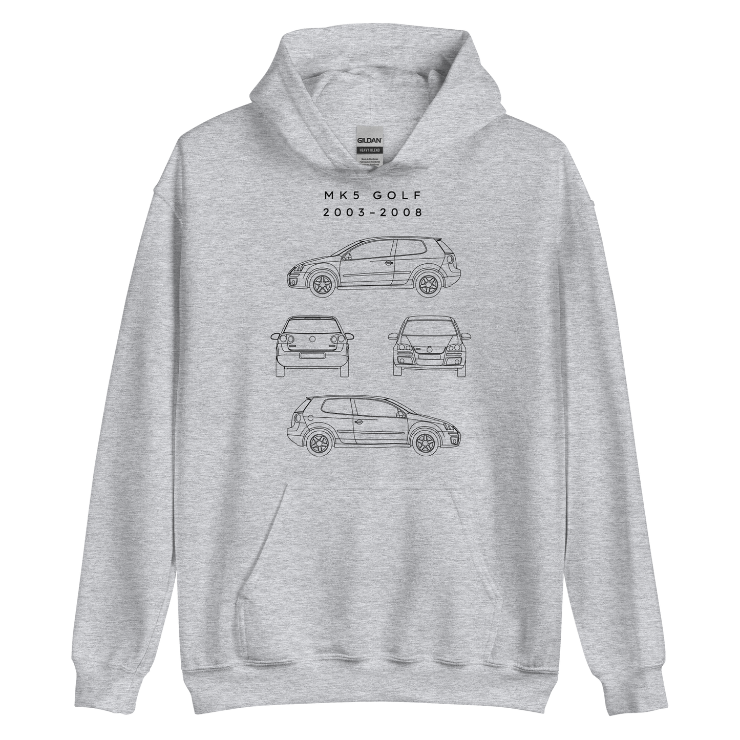 Golf MK5 Blueprint Unisex Hoodie Blueprint Fashion EU