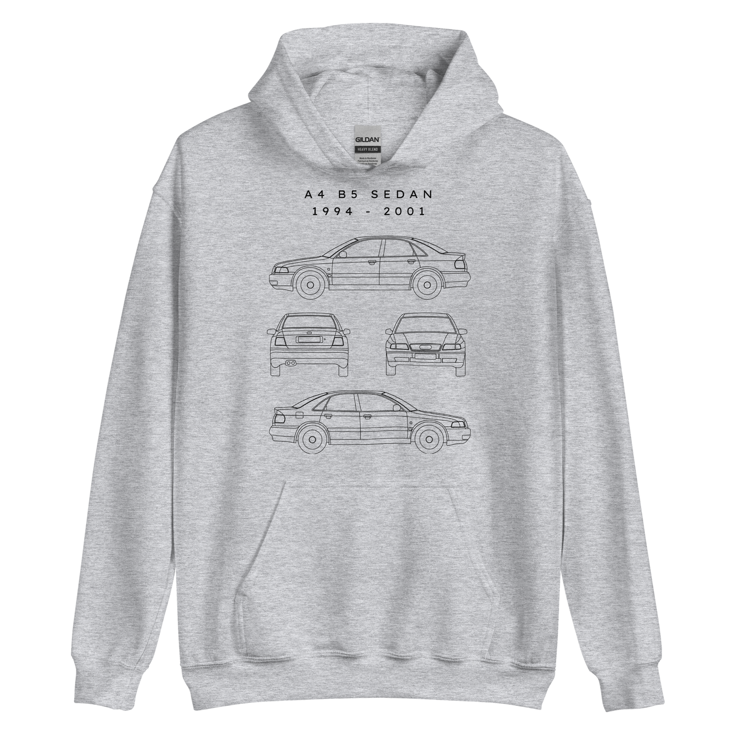 A4 B5 Sedan Blueprint Unisex Hoodie Blueprint Fashion EU