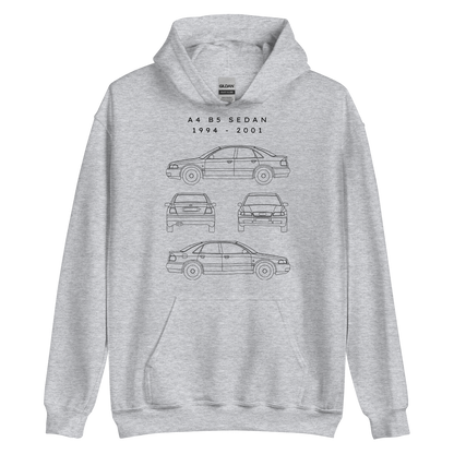 A4 B5 Sedan Blueprint Unisex Hoodie Blueprint Fashion EU