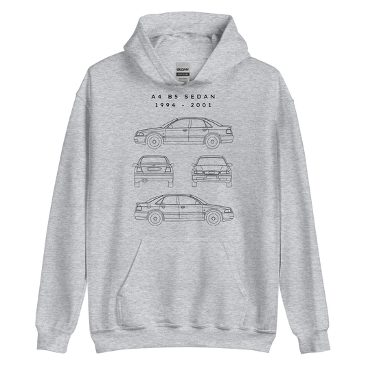 A4 B5 Sedan Blueprint Unisex Hoodie Blueprint Fashion EU