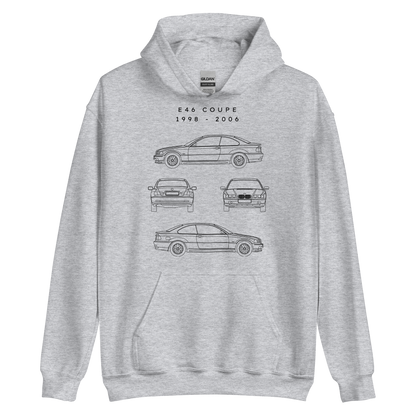 E46 Coupe Blueprint Unisex Hoodie Blueprint Fashion EU