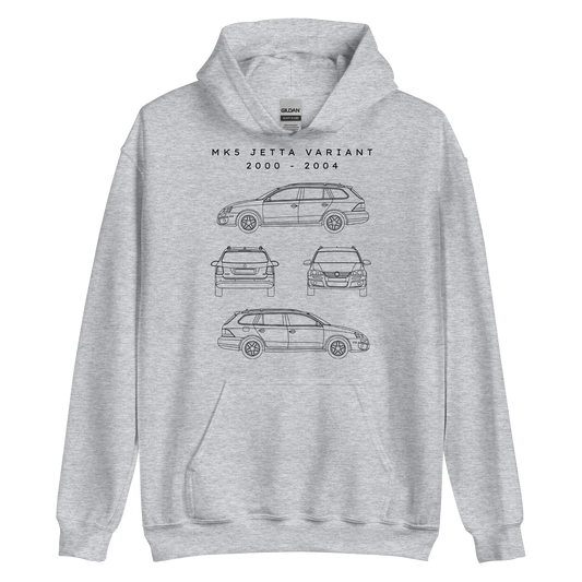 Jetta Variant MK5 Blueprint Unisex Hoodie Blueprint Fashion EU