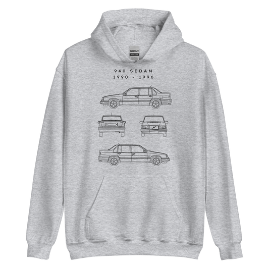 940 Sedan Blueprint Unisex Hoodie Blueprint Fashion EU