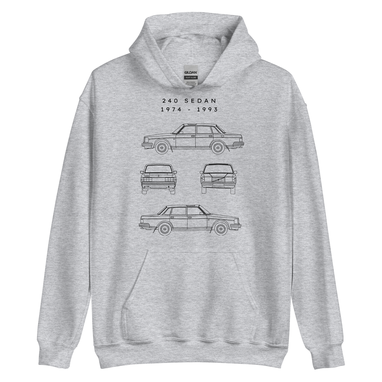 240 Sedan Blueprint Unisex Hoodie Blueprint Fashion EU