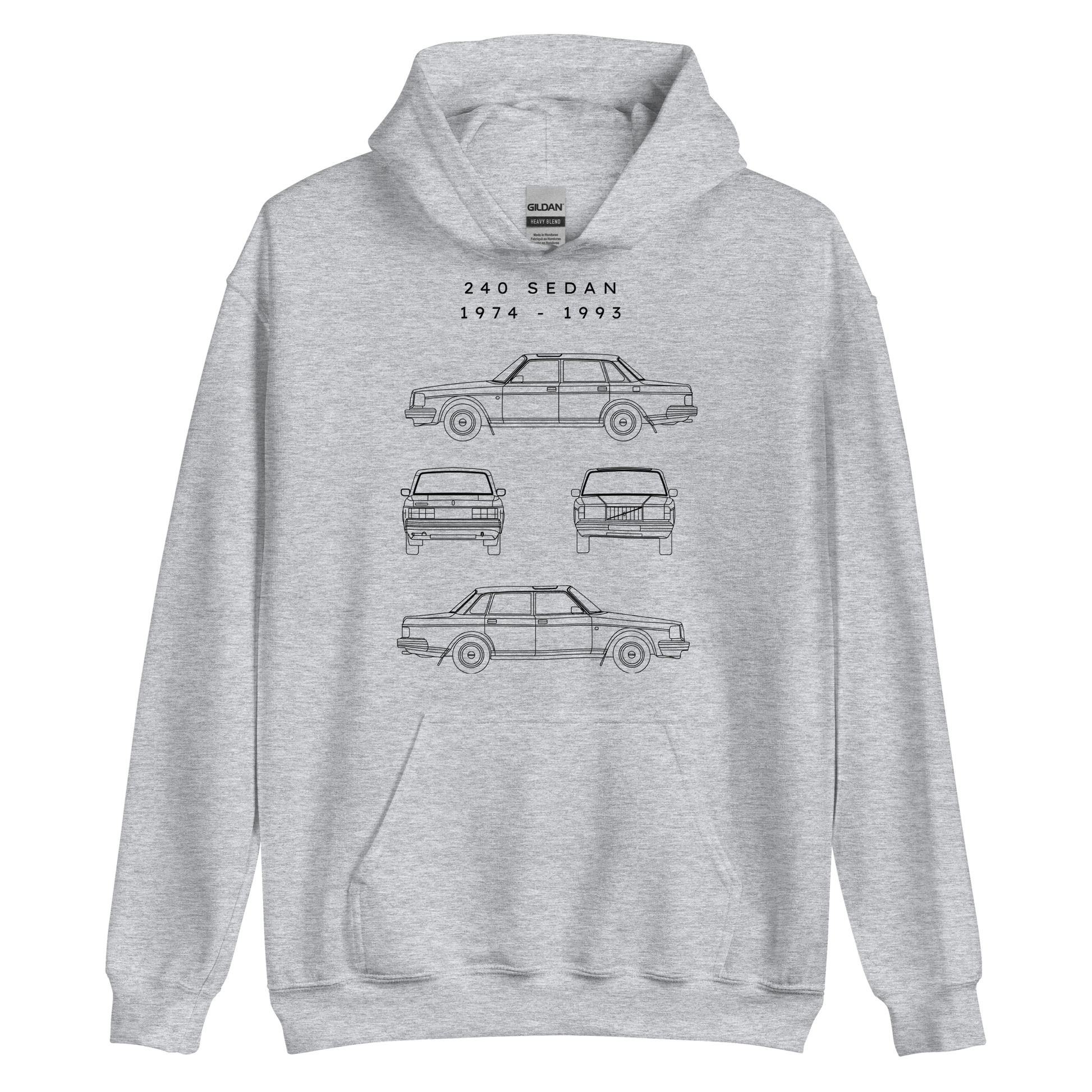 240 Sedan Blueprint Unisex Hoodie Blueprint Fashion EU