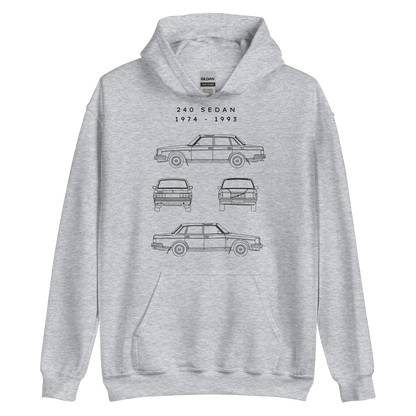 240 Sedan Blueprint Unisex Hoodie Blueprint Fashion EU