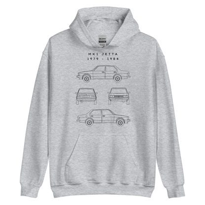 Jetta MK1 Blueprint Unisex Hoodie Blueprint Fashion EU