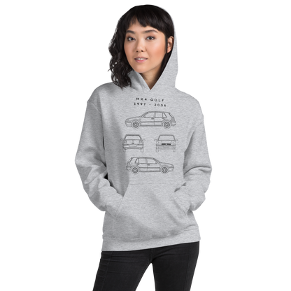 Golf MK4 Blueprint Unisex Hoodie Blueprint Fashion EU