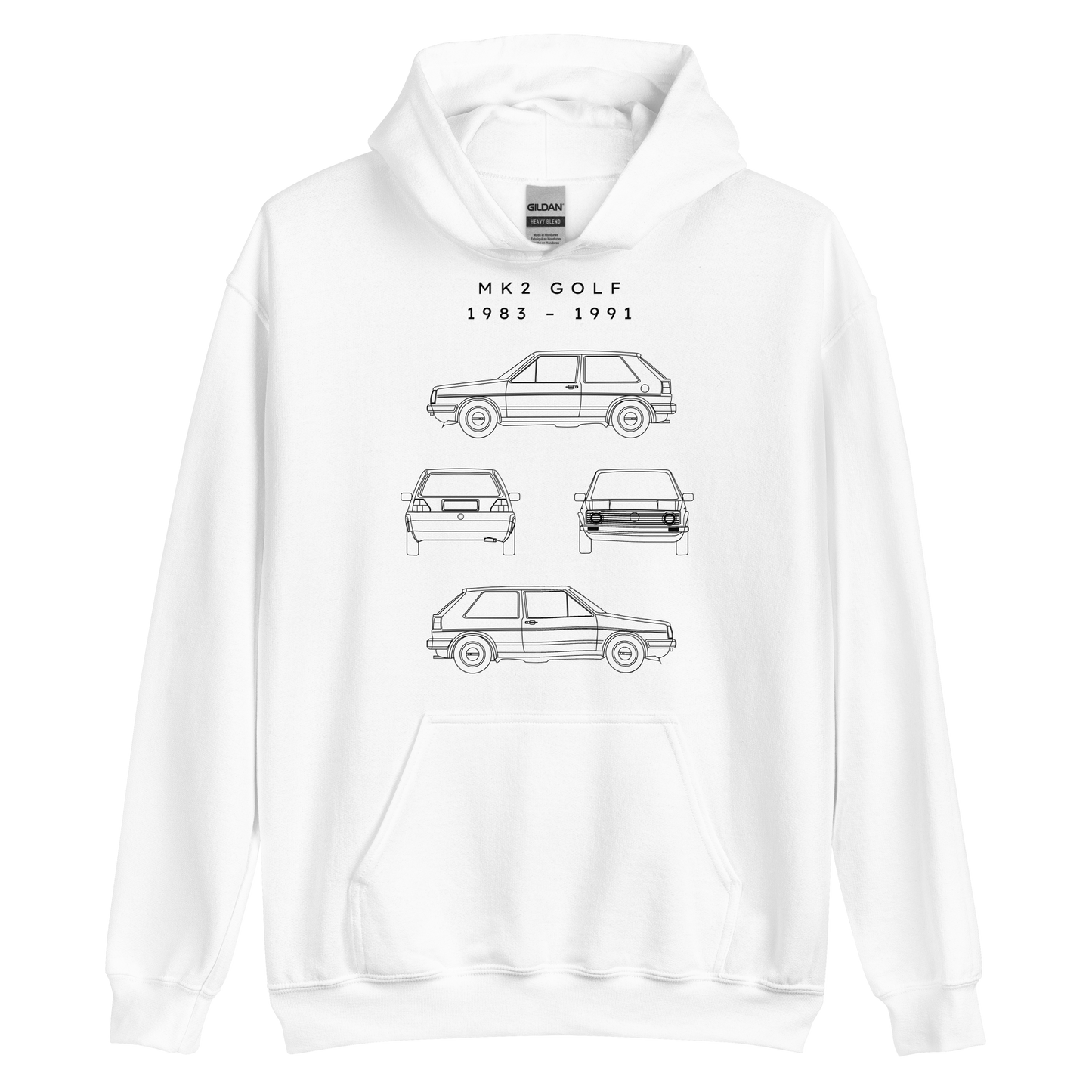 Golf MK2 Blueprint Unisex Hoodie Blueprint Fashion EU