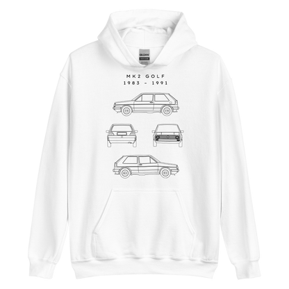 Golf MK2 Blueprint Unisex Hoodie Blueprint Fashion EU