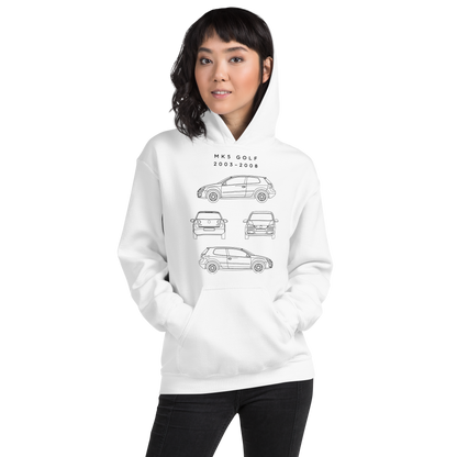 Golf MK5 Blueprint Unisex Hoodie Blueprint Fashion EU