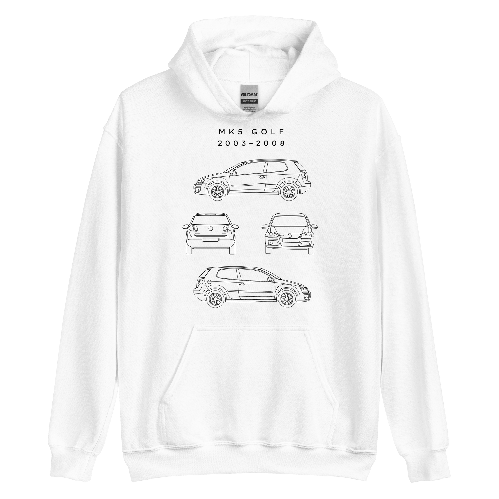 Golf MK5 Blueprint Unisex Hoodie Blueprint Fashion EU