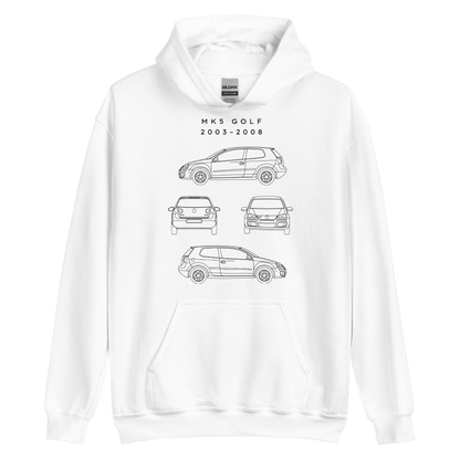 Golf MK5 Blueprint Unisex Hoodie Blueprint Fashion EU