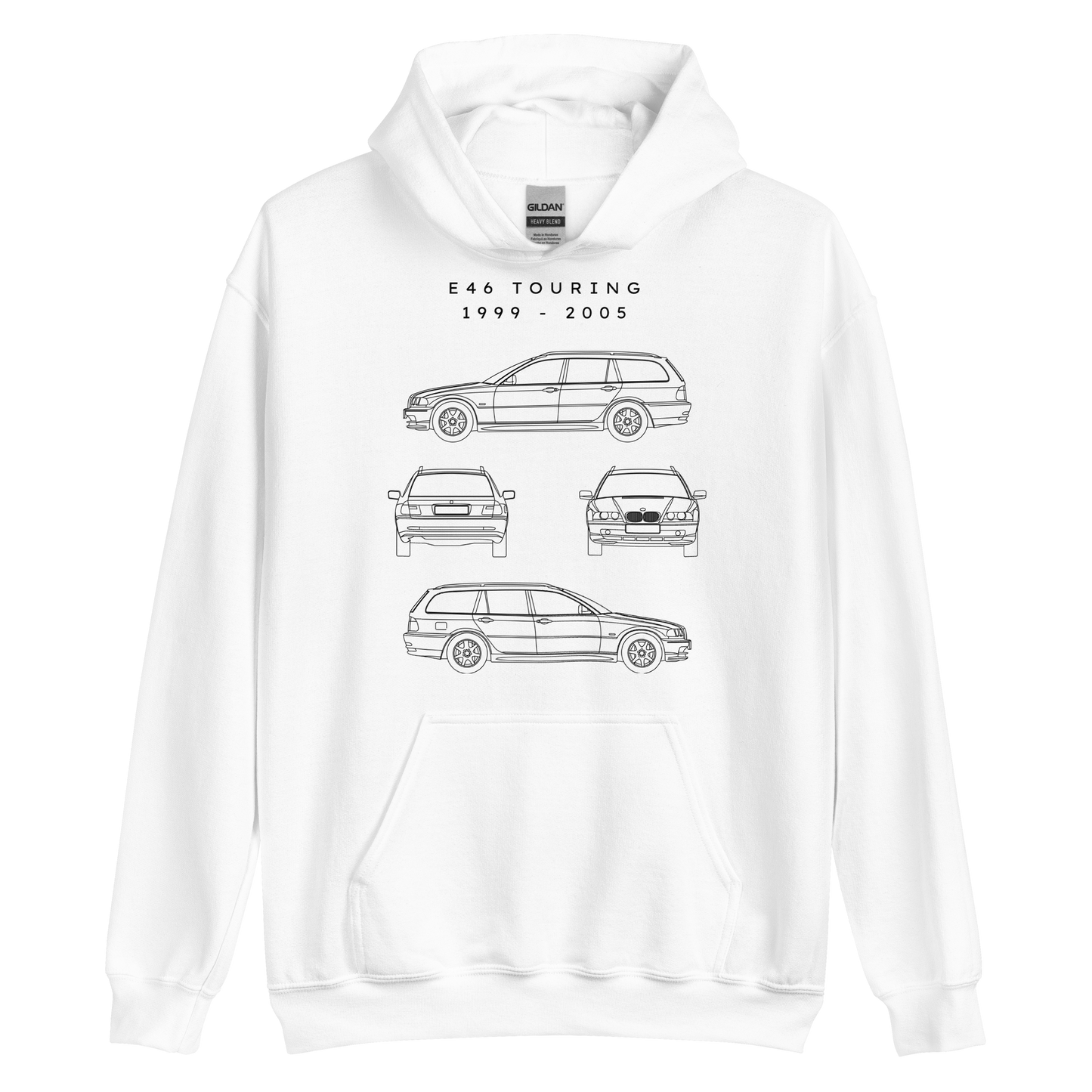 E46 Touring Blueprint Unisex Hoodie Blueprint Fashion EU