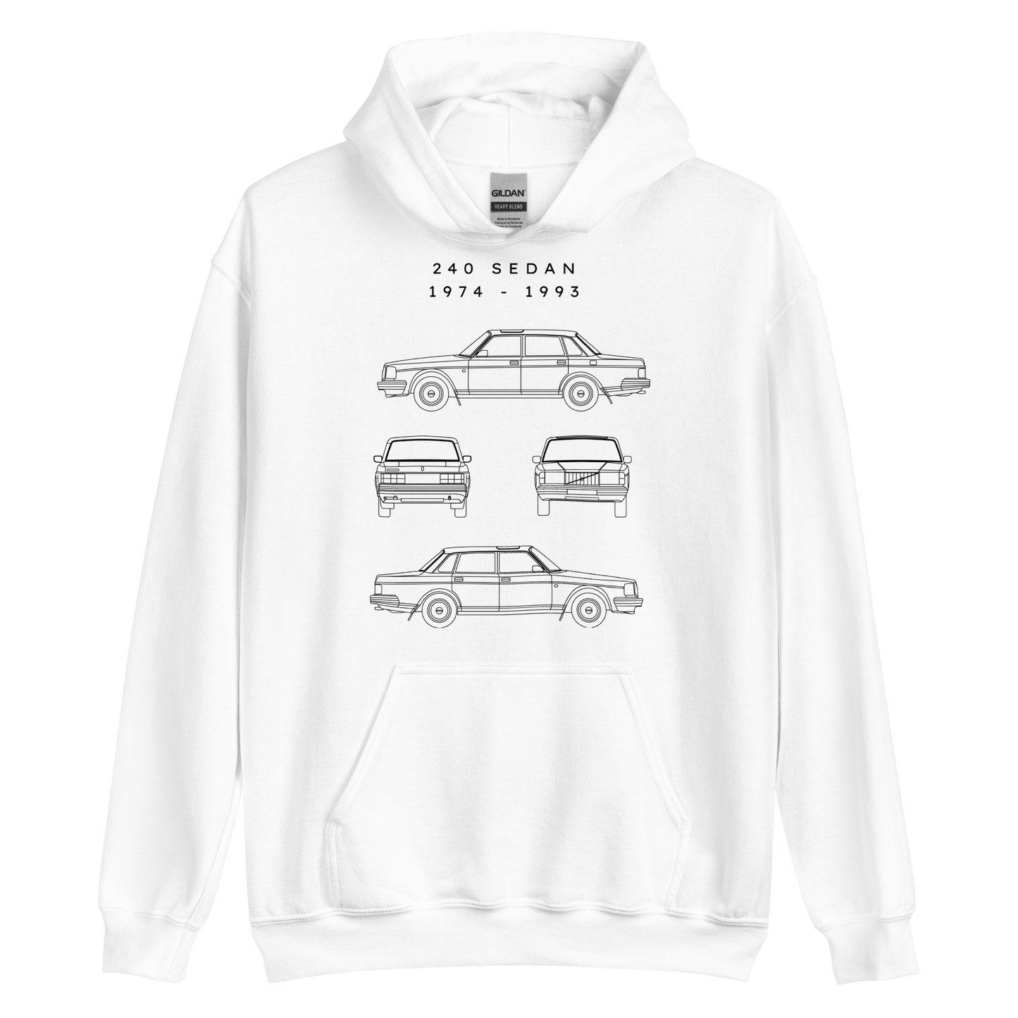 240 Sedan Blueprint Unisex Hoodie Blueprint Fashion EU